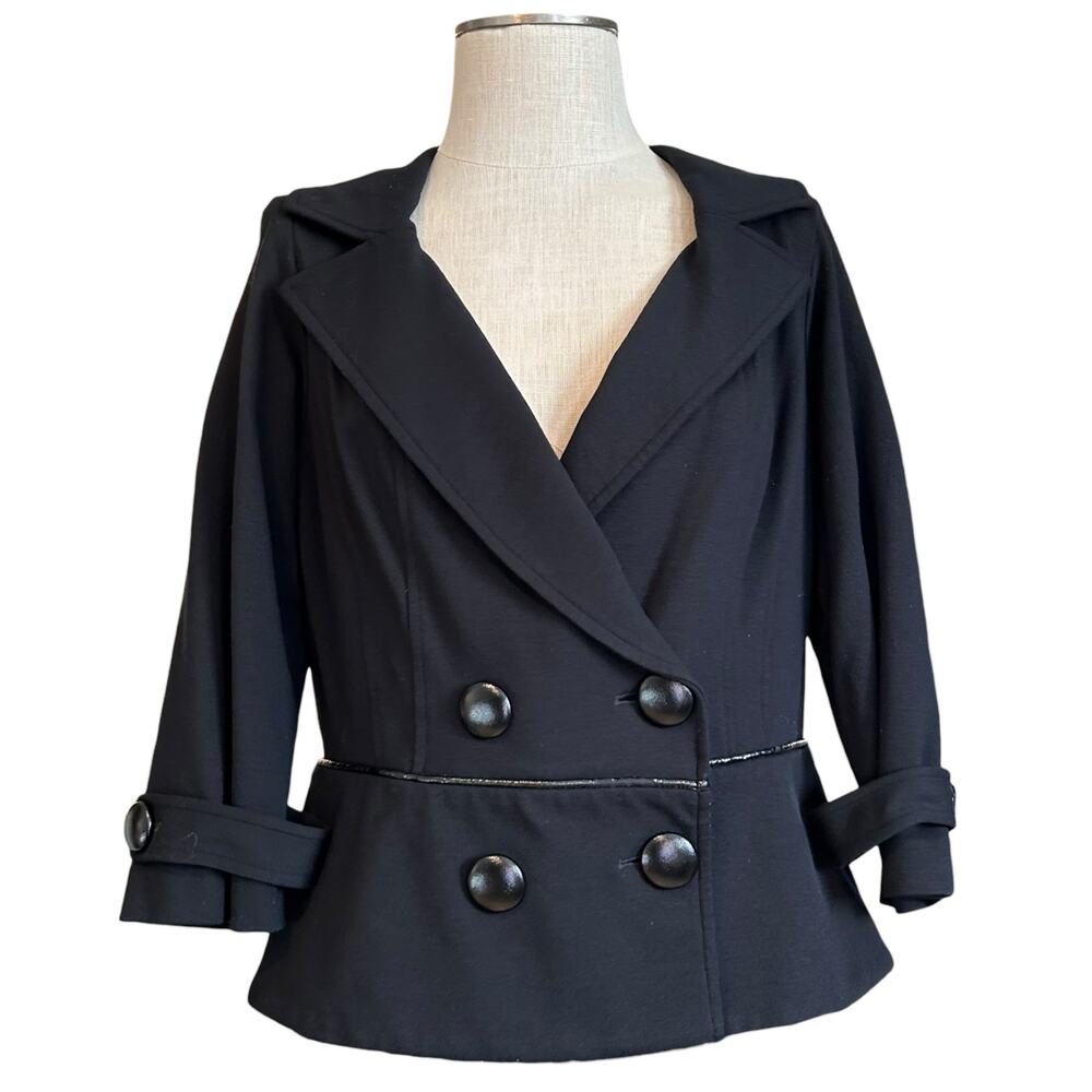 Vintage Cache Black Blazer Womens Sz Large Y2K Power Dressing Parisian Chic - Picture 2 of 16